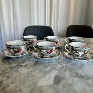Set of 6 Vintage Johnson Brothers Friendly Village tea cups and saucers